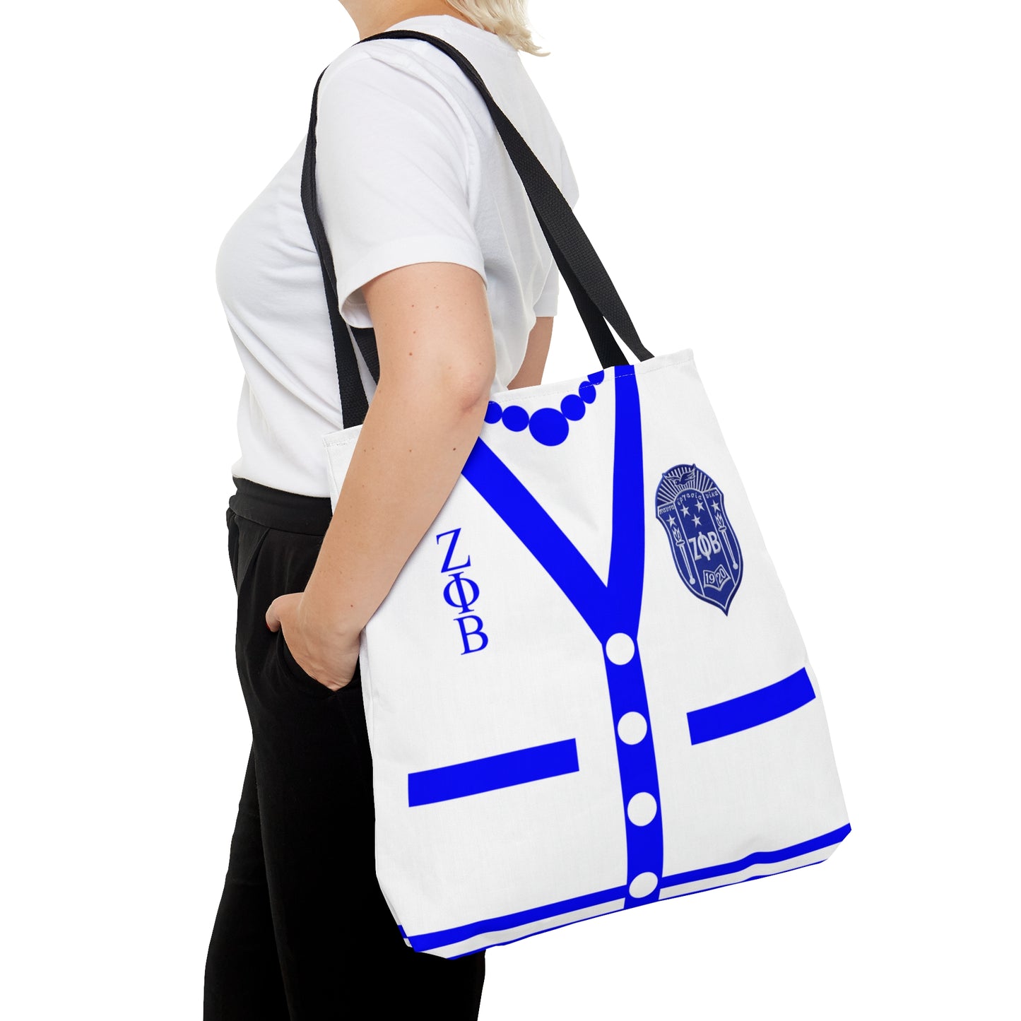 Zeta Phi Beta Cardigan (White) Tote Bag