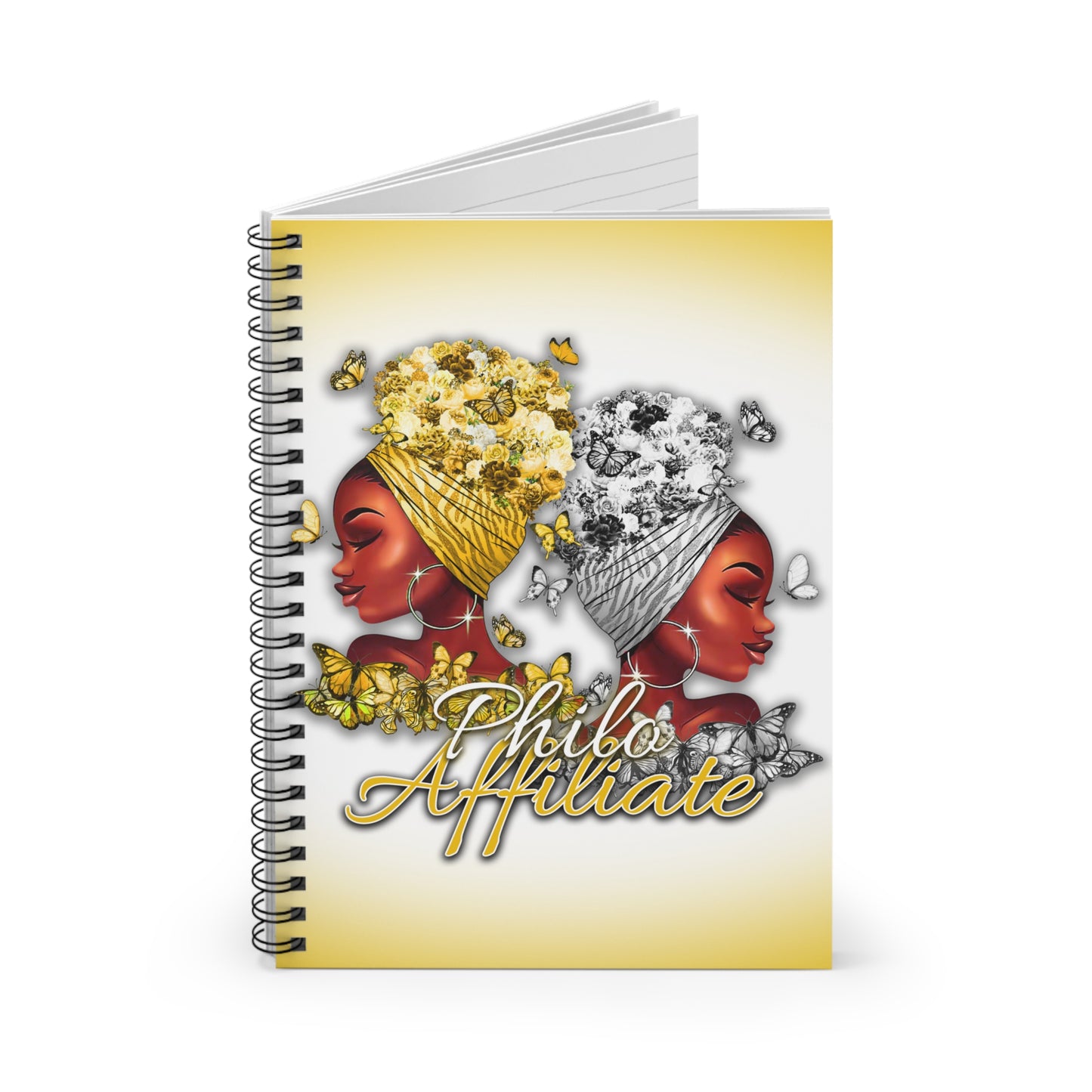 Philo Affiliate Wraps & Butterflies (white) - Spiral Notebook Ruled Line