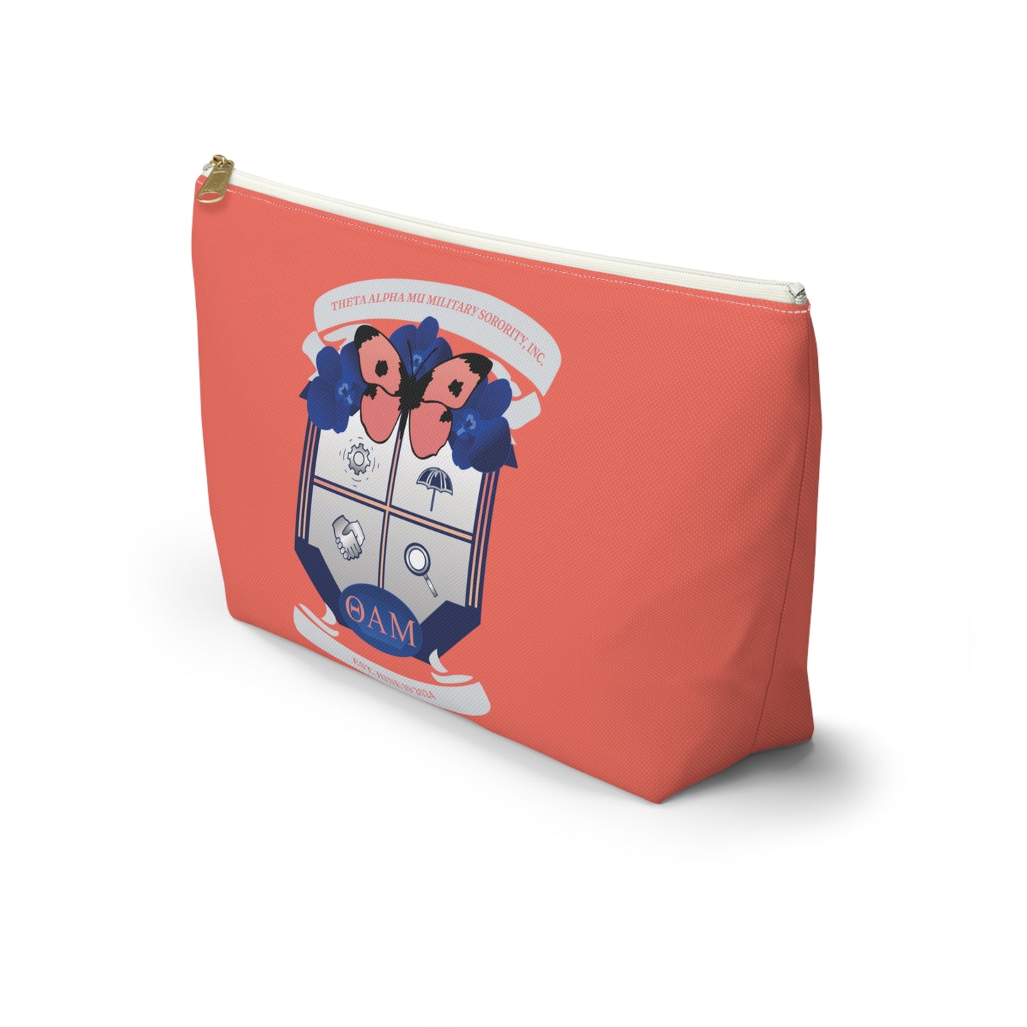 Theta Alpha Mu Accessory Pouch w T-bottom (Coral)