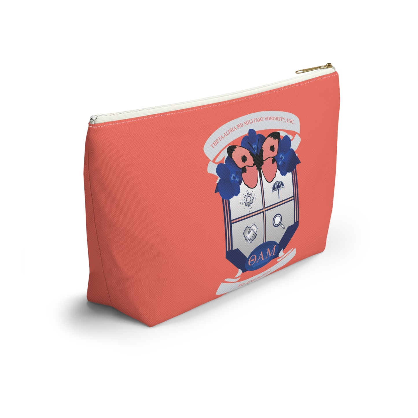 Theta Alpha Mu Accessory Pouch w T-bottom (Coral)