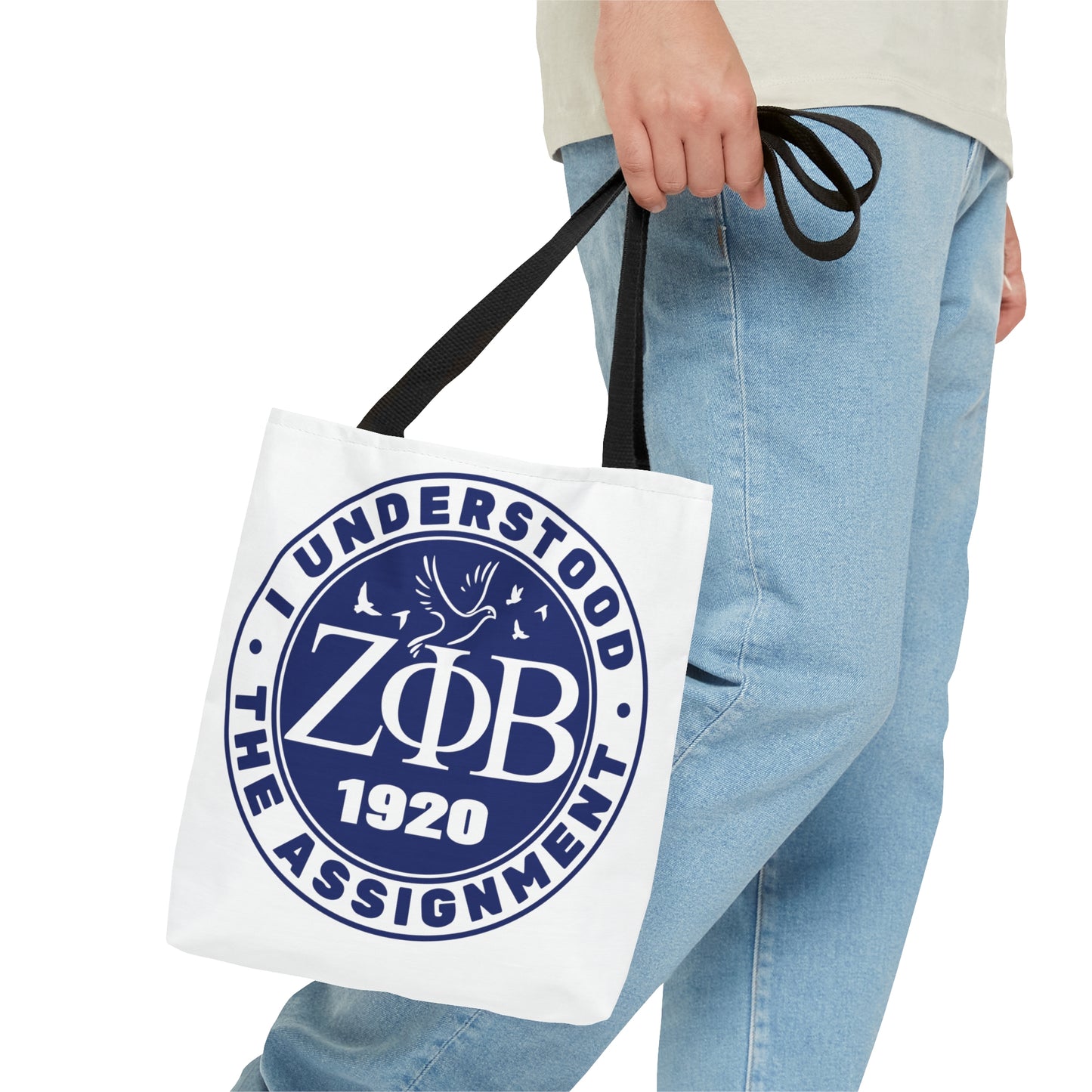 Zeta Phi Beta "I Understood the Assignment" Tote Bag (White)