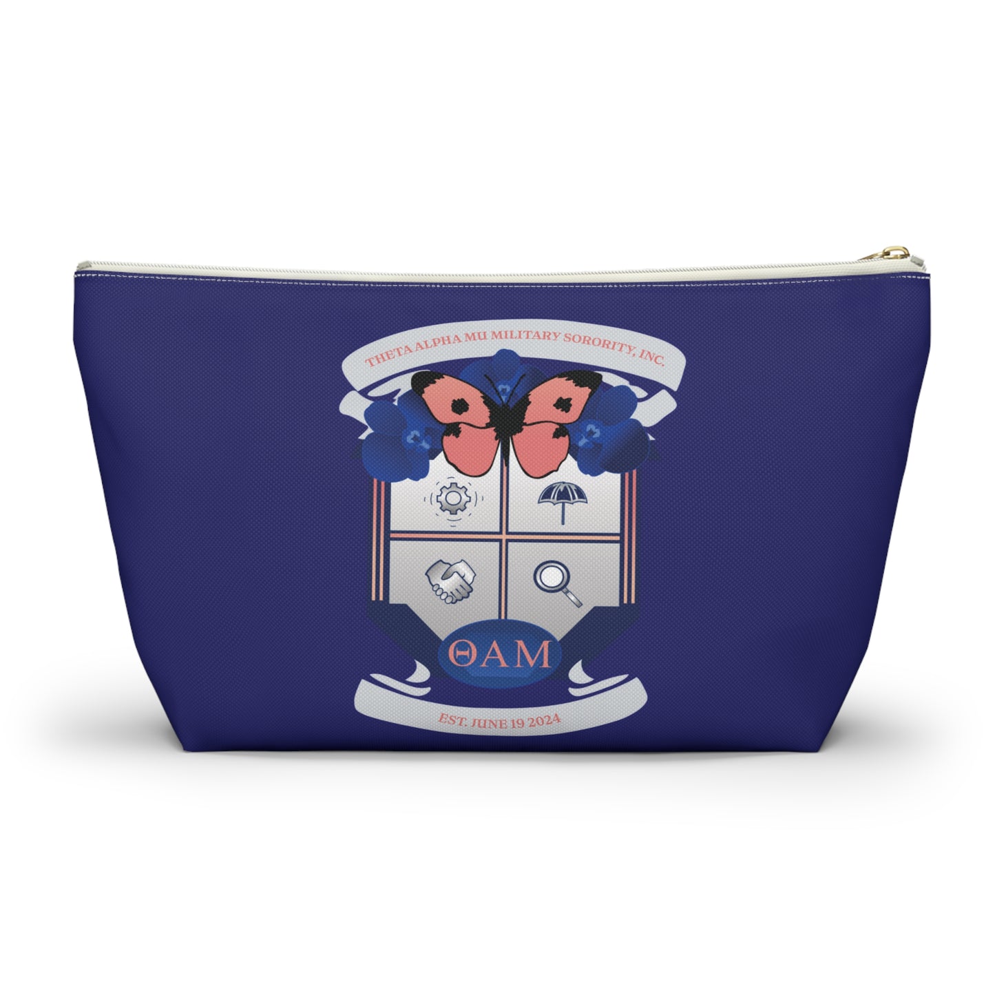 Theta Alpha Mu Accessory Pouch w T-bottom (Navy Blue)