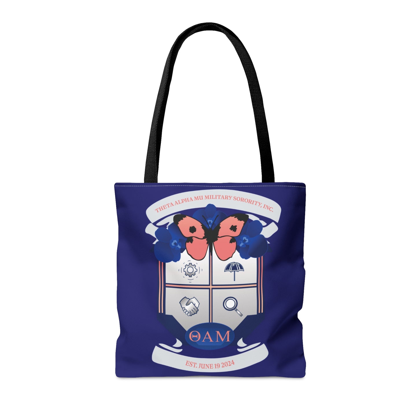 Theta Alpha Mu Military Sorority Tote Bag (Navy Blue)