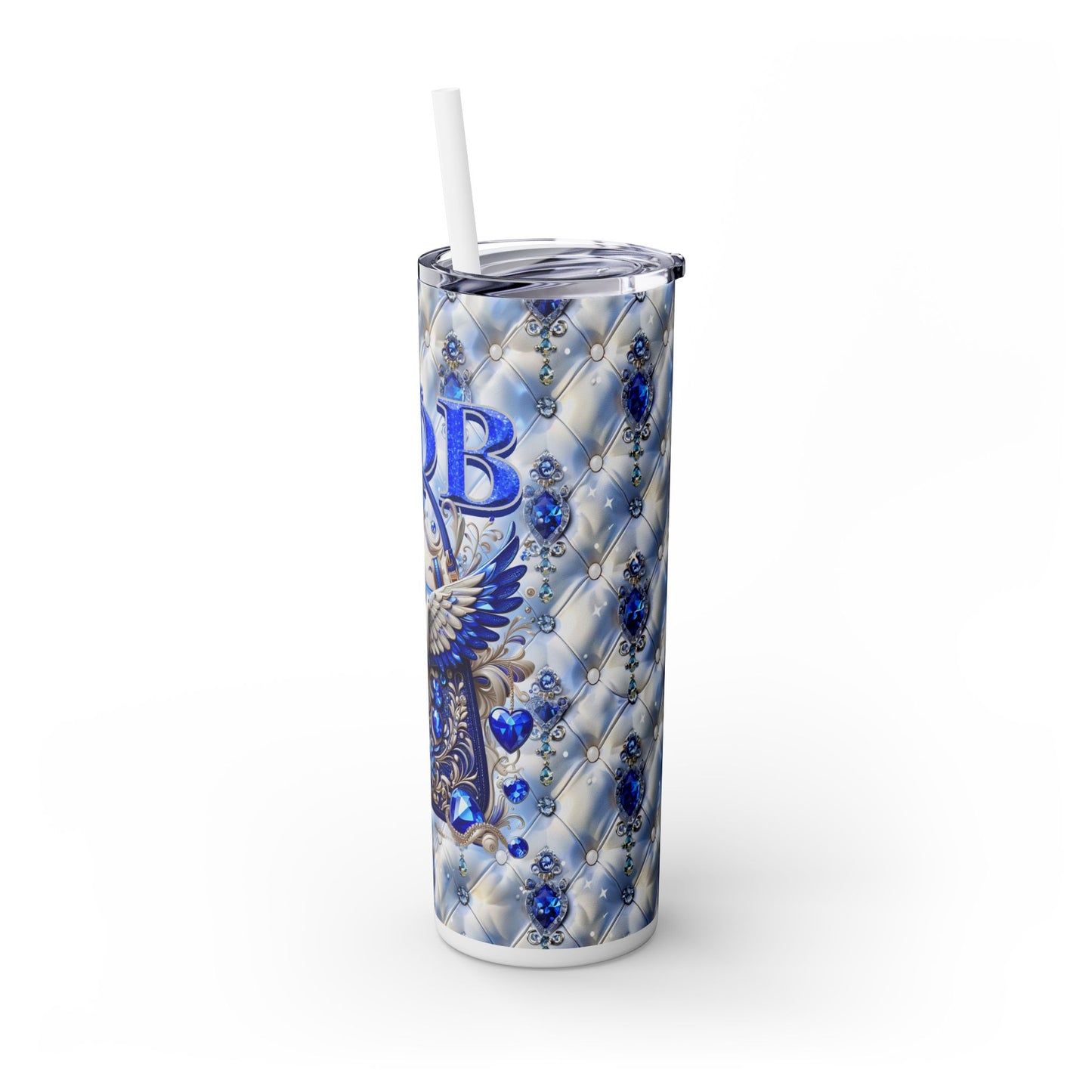 Zeta Phi Beta (Dove Love) Skinny Tumbler with Straw, 20oz
