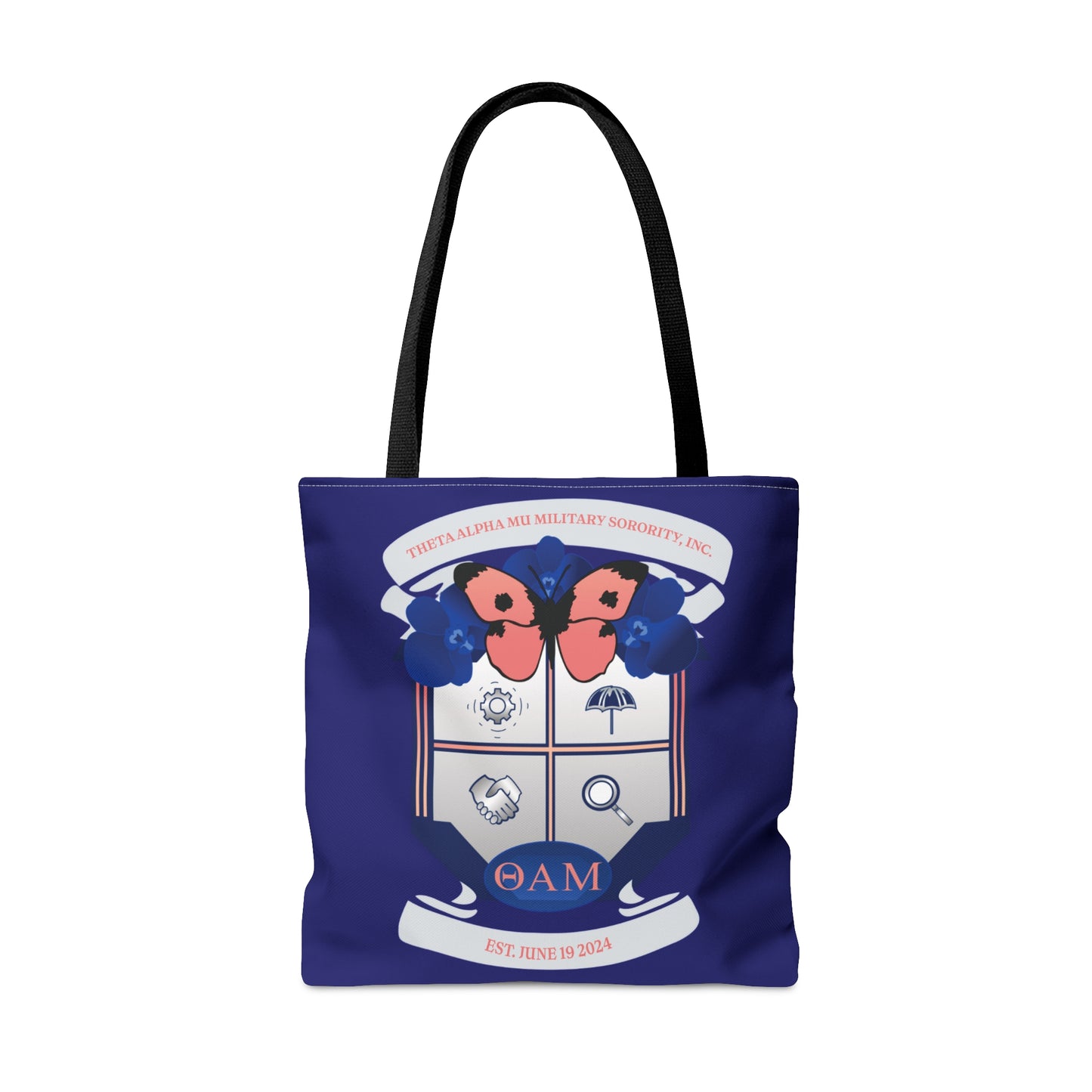 Theta Alpha Mu Military Sorority Tote Bag (Navy Blue)