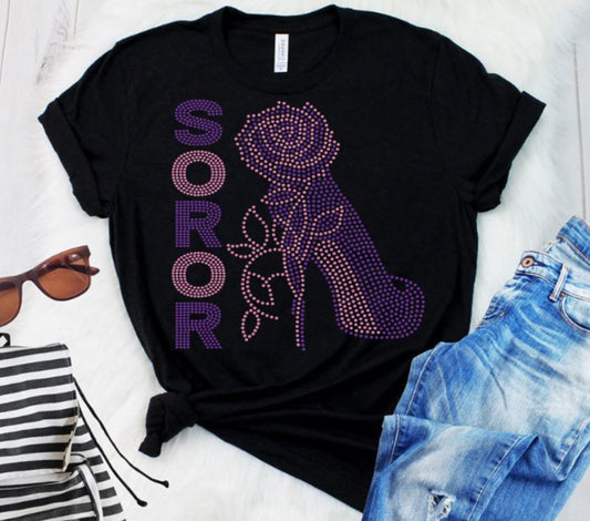 Kappa Epsilon Psi "Soror" & Greek Letter Heel Rhinestone T-Shirt