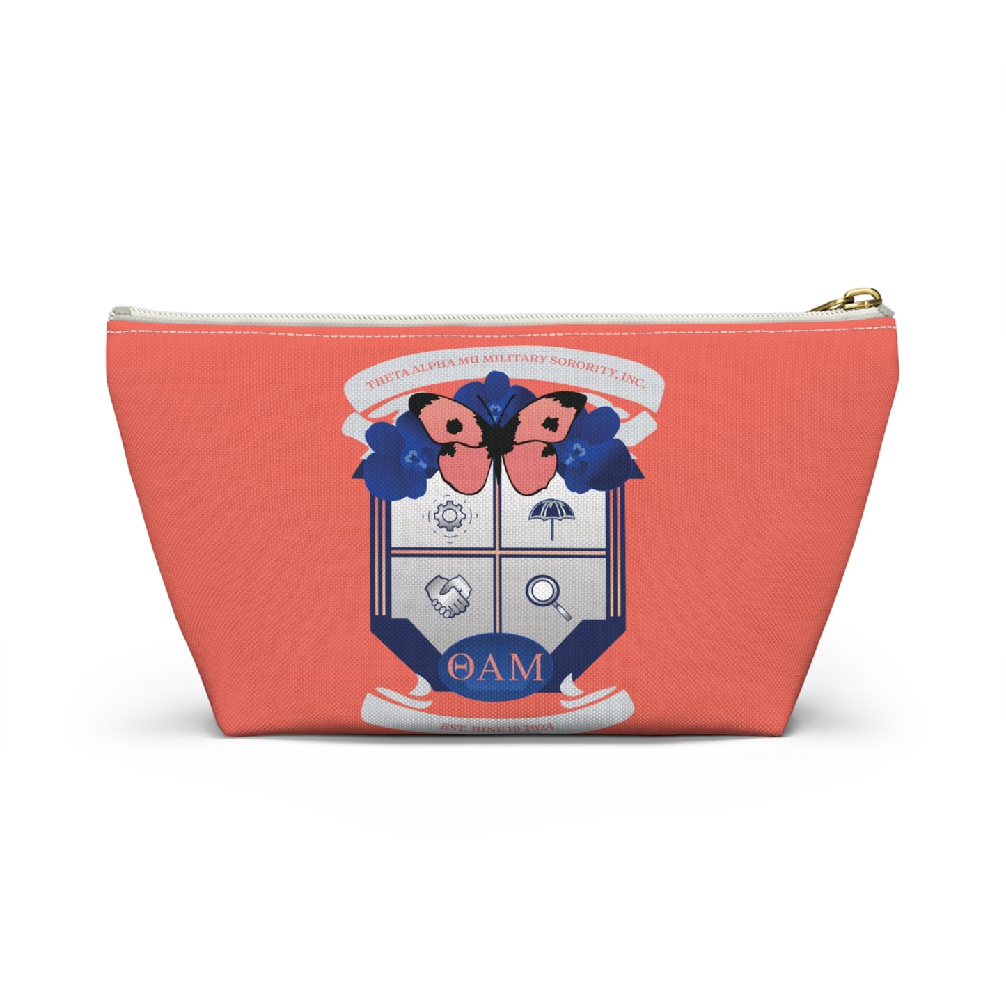 Theta Alpha Mu Accessory Pouch w T-bottom (Coral)