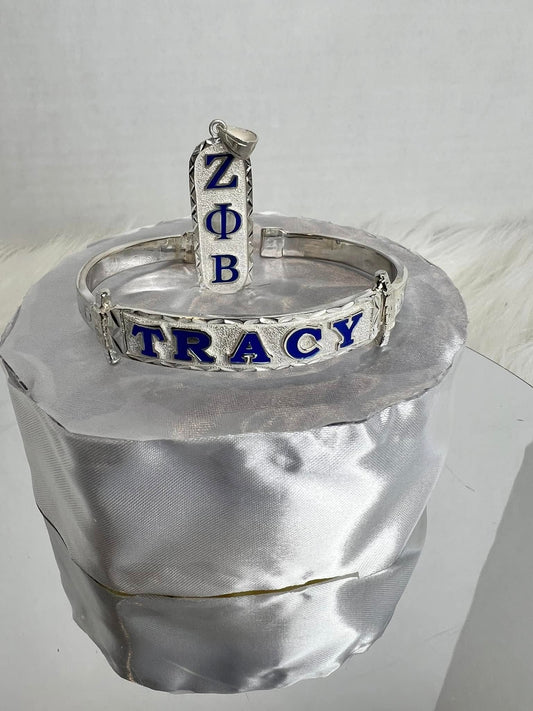 Elite Signature 2 Piece (Bangle & Cartouch) Jewelry Set ~ Zeta Phi Beta