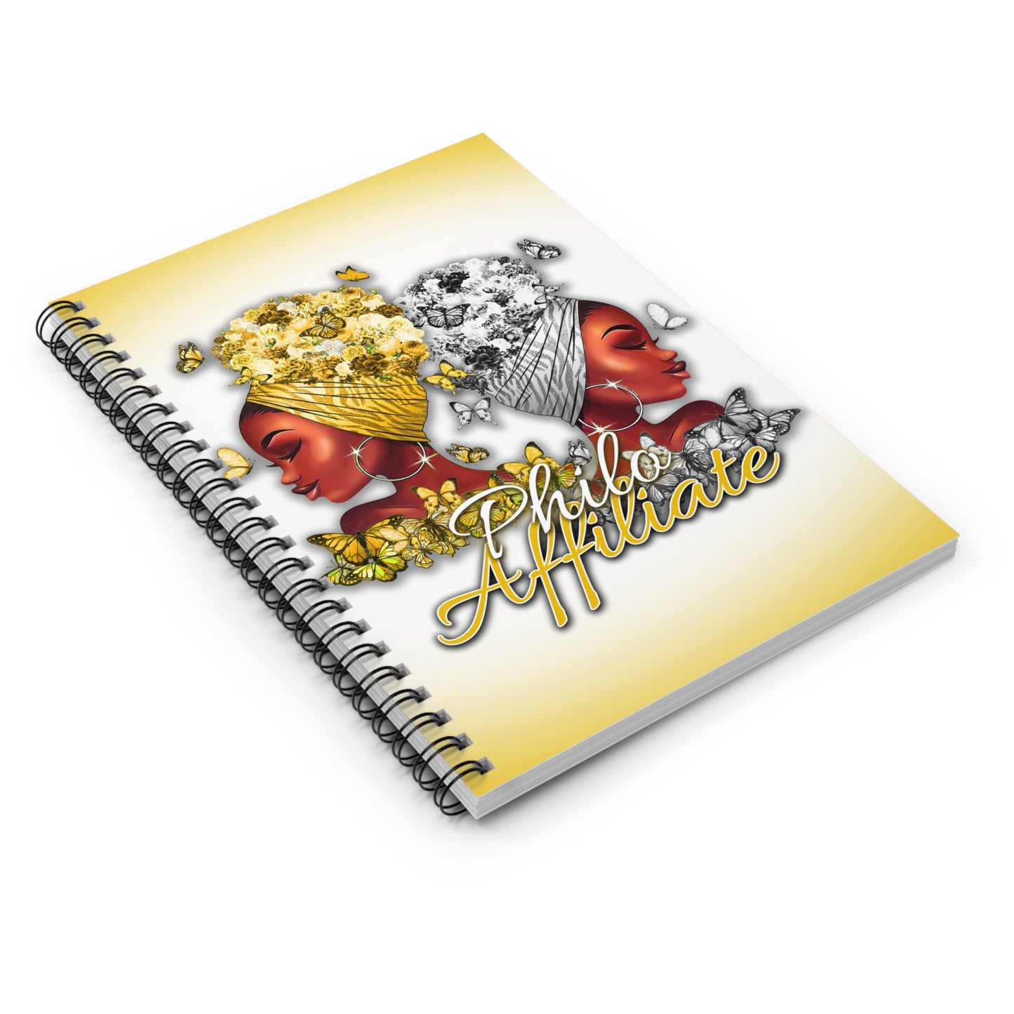 Philo Affiliate Wraps & Butterflies (white) - Spiral Notebook Ruled Line