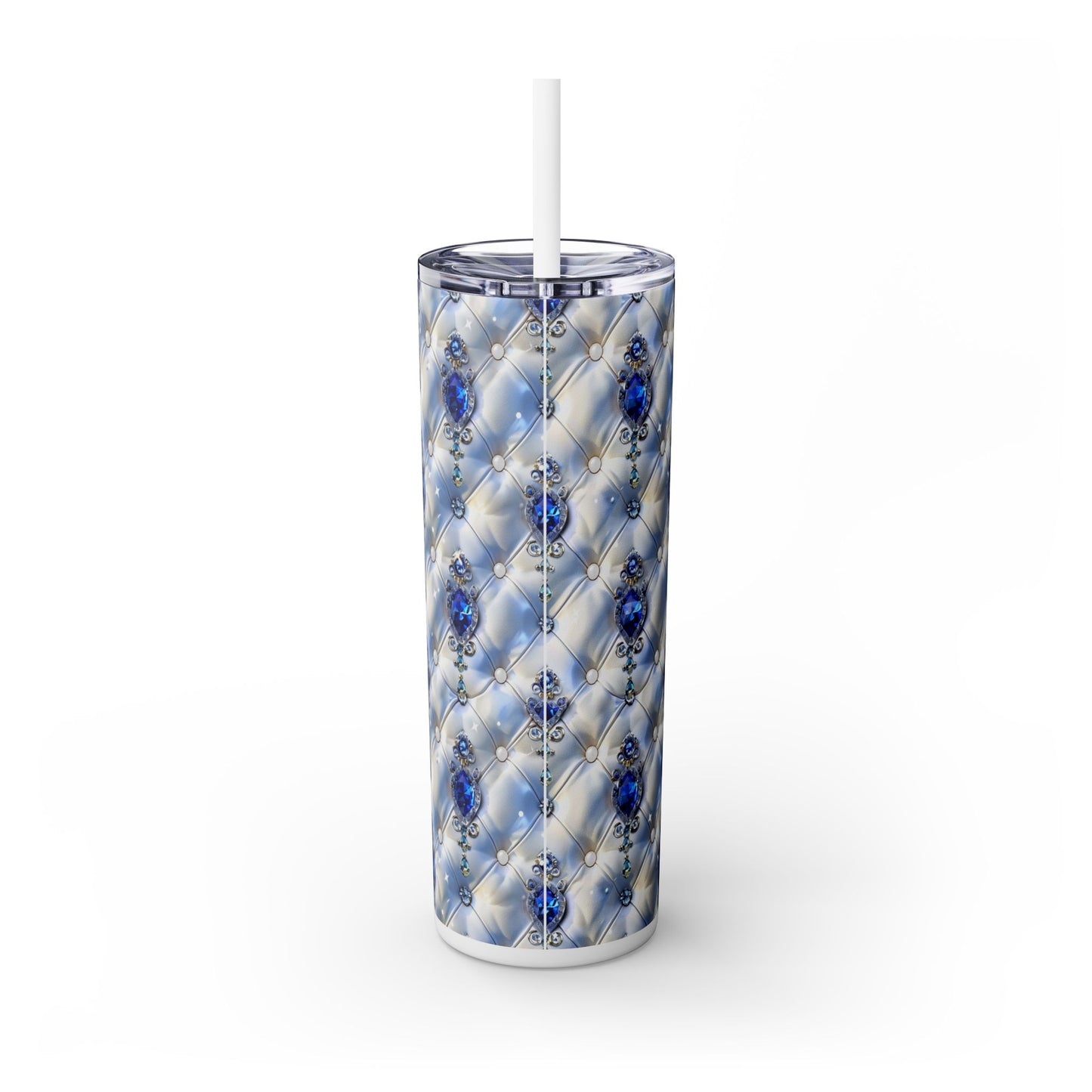 Zeta Phi Beta (Dove Love) Skinny Tumbler with Straw, 20oz