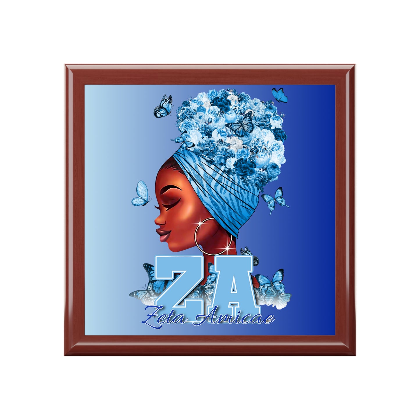 Jewelry Box ~ Zeta Amicae Wraps, Words & Butterflies (Blue)