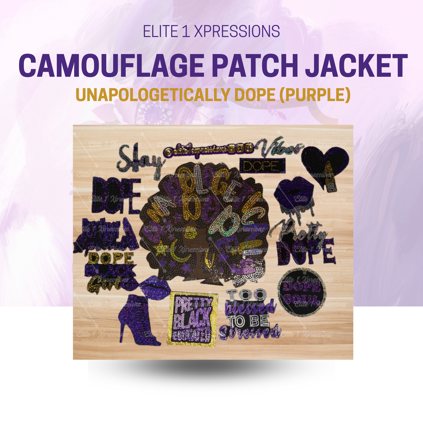 Camouflage Patch Jacket ~ Unapologetically Dope (Purple)