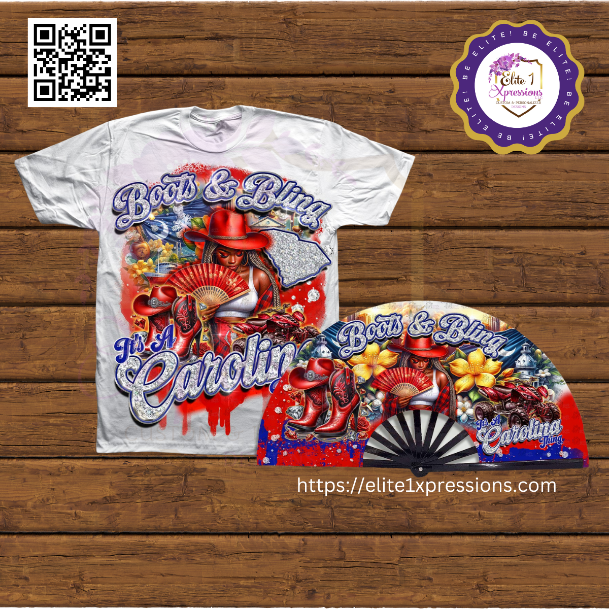 Boots & Bling ~ "Who U Wit" T~Shirt & Clack Fan Bundle