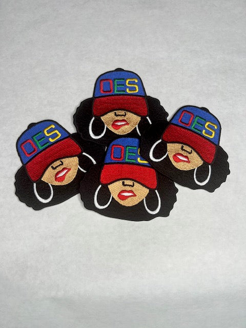 OES Baseball Cap Girl Iron on / Sew on Patch, Embroidered Patch