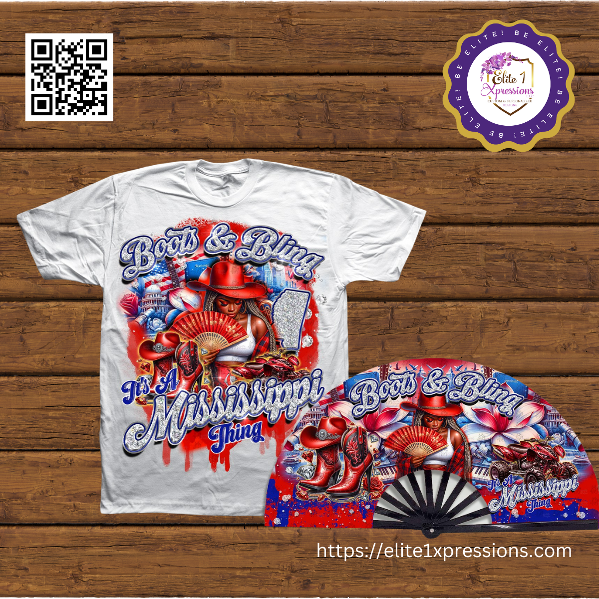 Boots & Bling ~ "Who U Wit" T~Shirt & Clack Fan Bundle