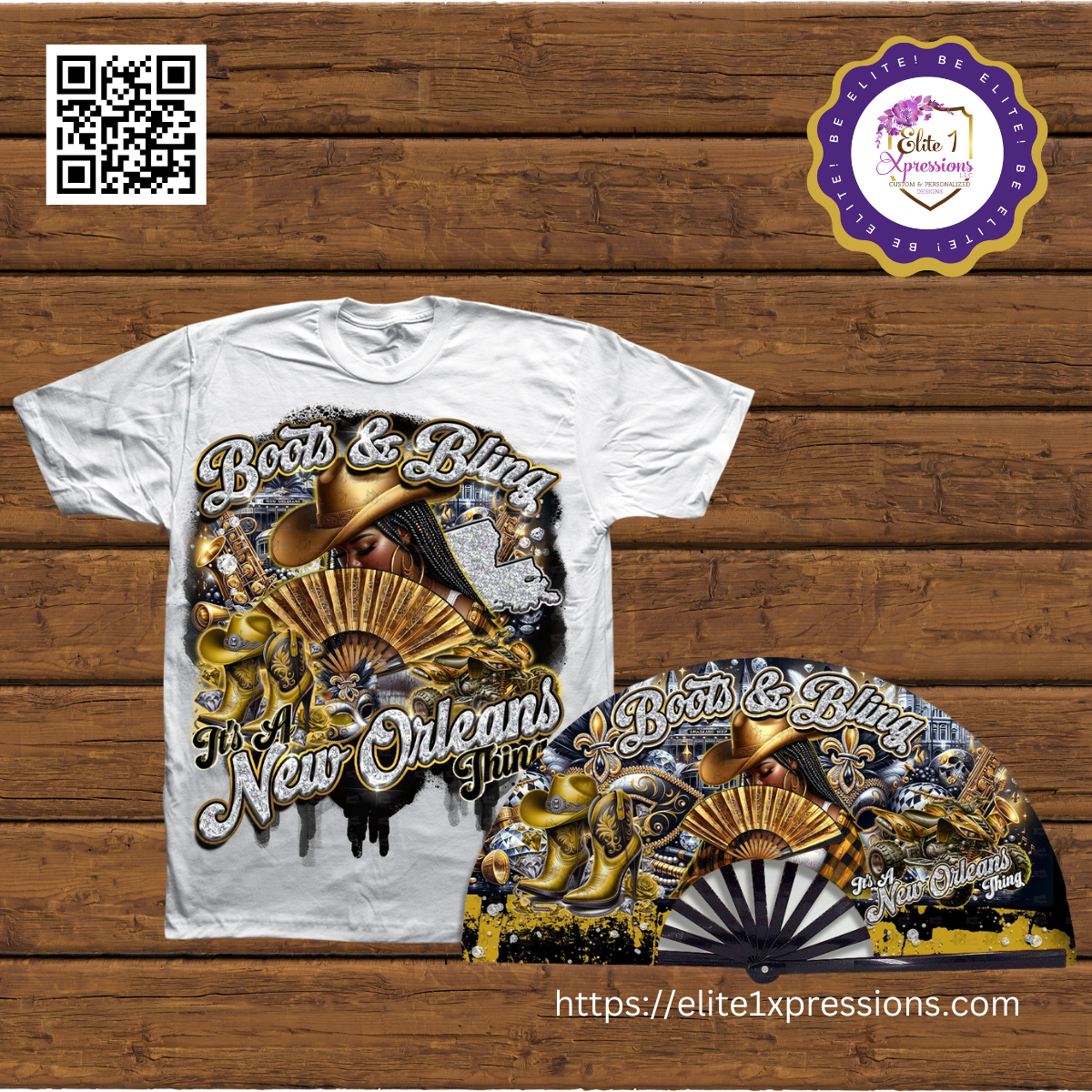 Boots & Bling ~ "Who U Wit" T~Shirt & Clack Fan Bundle