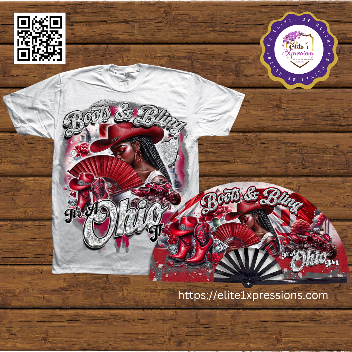 Boots & Bling ~ "Who U Wit" T~Shirt & Clack Fan Bundle