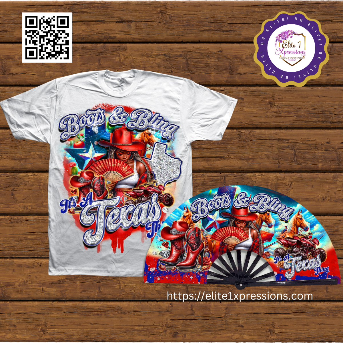 Boots & Bling ~ "Who U Wit" T~Shirt & Clack Fan Bundle