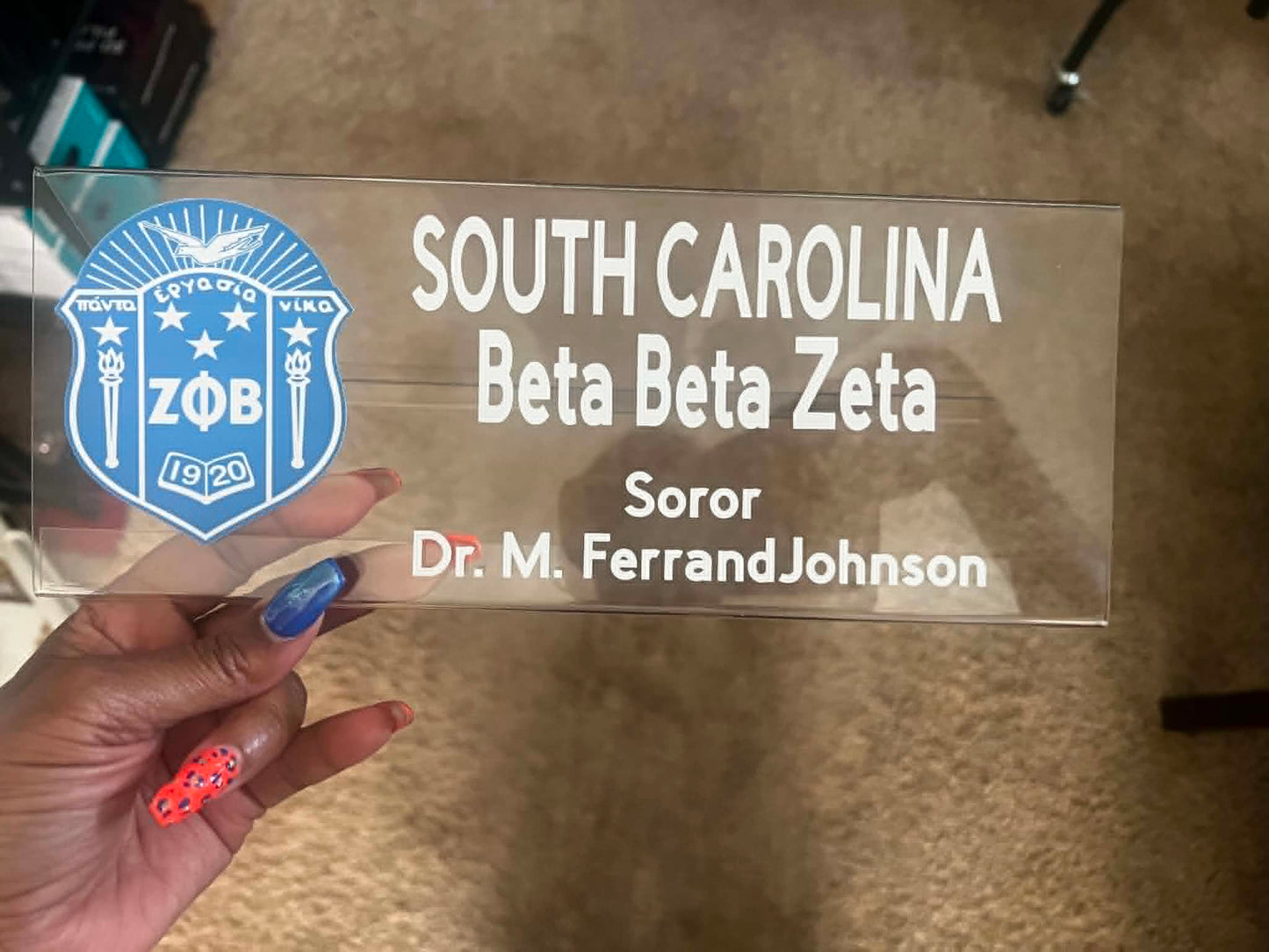 Custom Acrylic Table Tent ~ Zeta Phi Beta