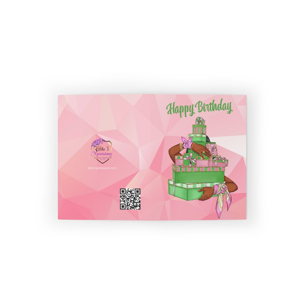Happy Birthday (Pink & Green) Greeting cards ~ Pink (8, 16, 24 pcs)