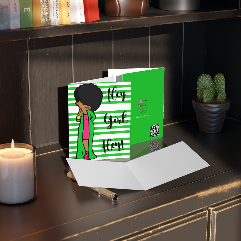 Hey Girl (Green) Greeting cards (8, 16, 24 pcs)