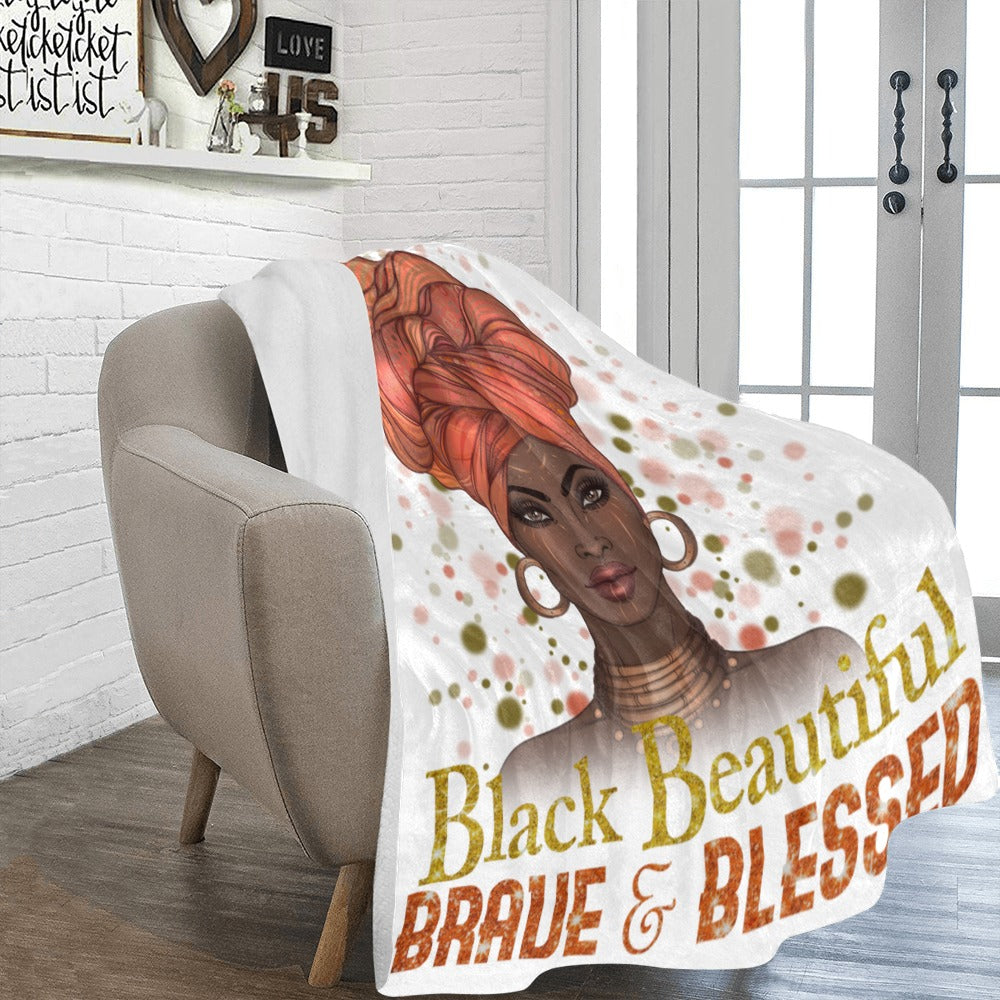 Fleece ~ Brave 7 Blessed Ultra Soft Blanket (White)
