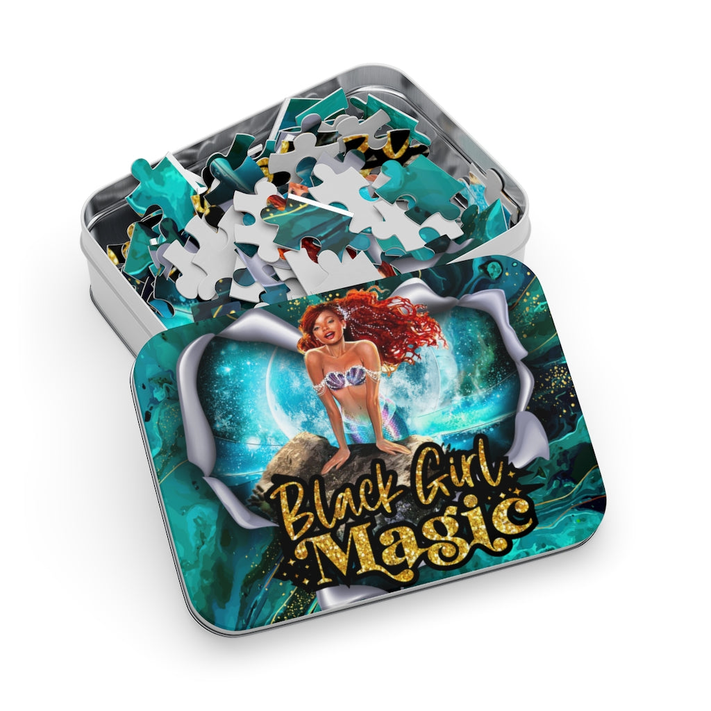 Black Girl Magic Lil Mermaid Jigsaw Puzzle (30, 110, 252 or 500-Piece)