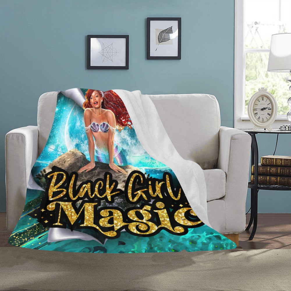 Black Girl Magic Mermaid Fleece Blanket