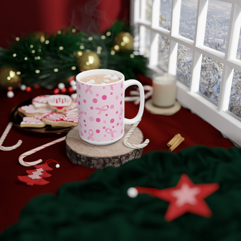 Pink Ribbons Ceramic Mug