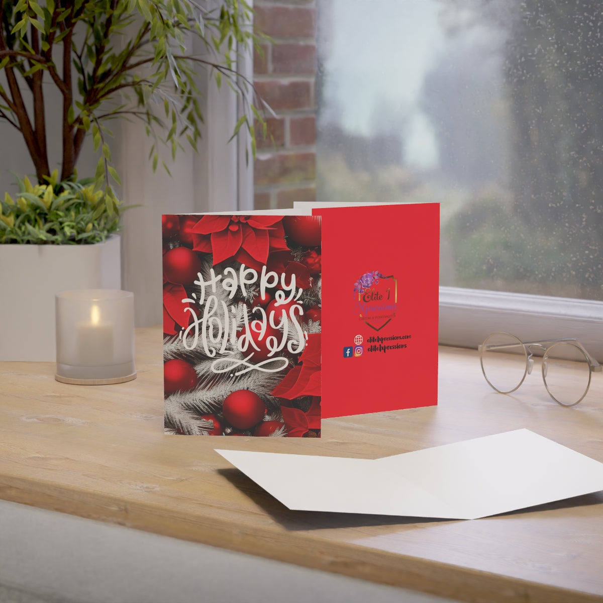 Happy Holidays Greeting Cards ~ Red