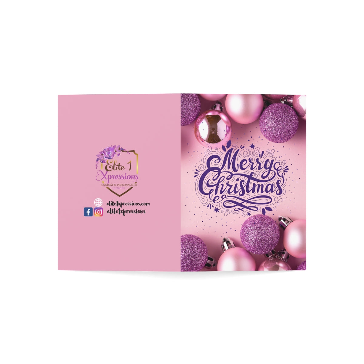 Merry Christmas Greeting Cards ~ Pink & Purple