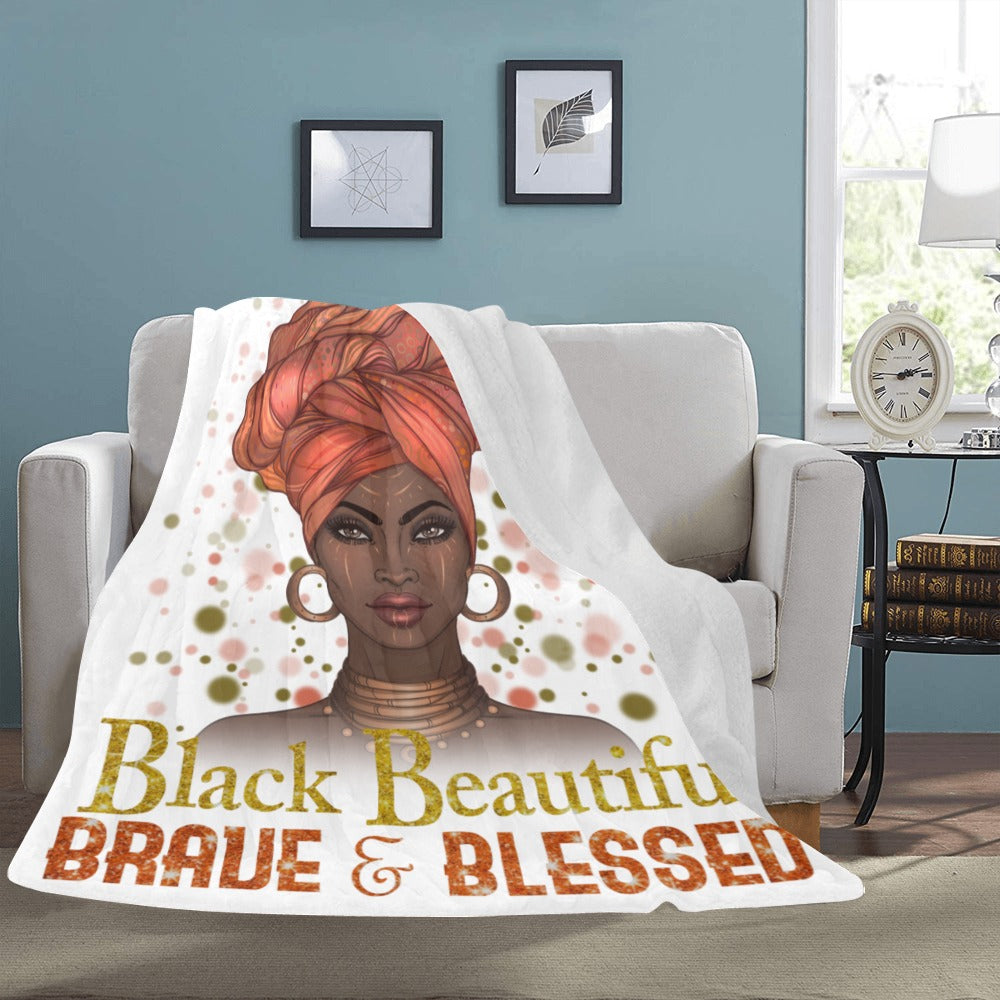Fleece ~ Brave 7 Blessed Ultra Soft Blanket (White)