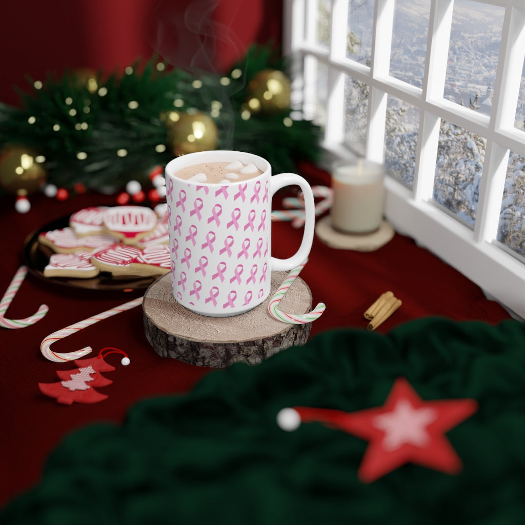 Pink Ribbons v3 Ceramic Mug