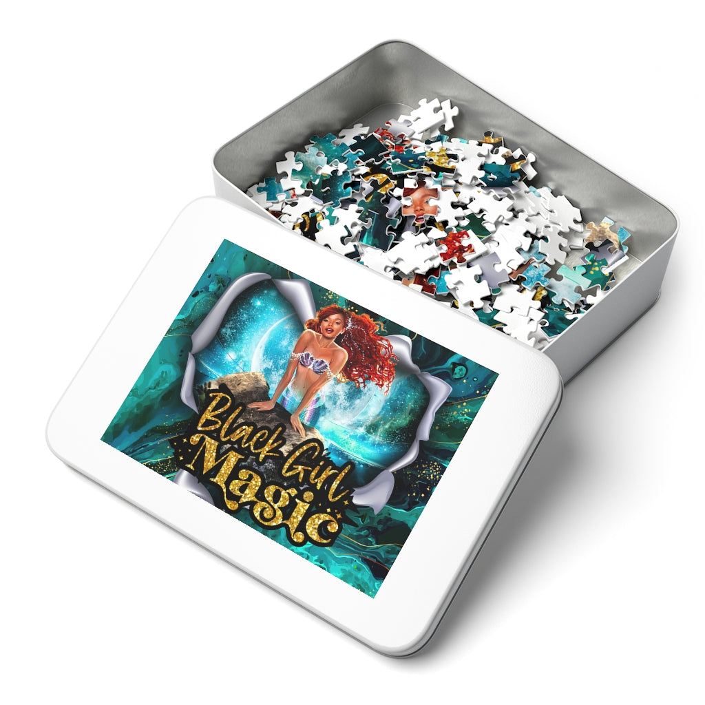 Black Girl Magic Lil Mermaid Jigsaw Puzzle (30, 110, 252 or 500-Piece)