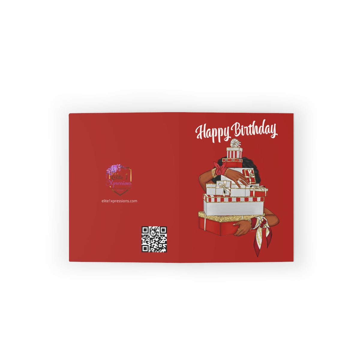 Happy Birthday (Red & White) Greeting cards ~ Red (8 pcs)