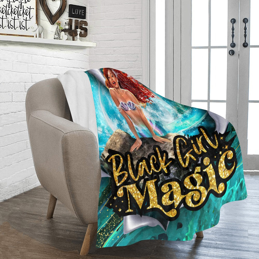 Black Girl Magic Mermaid Fleece Blanket