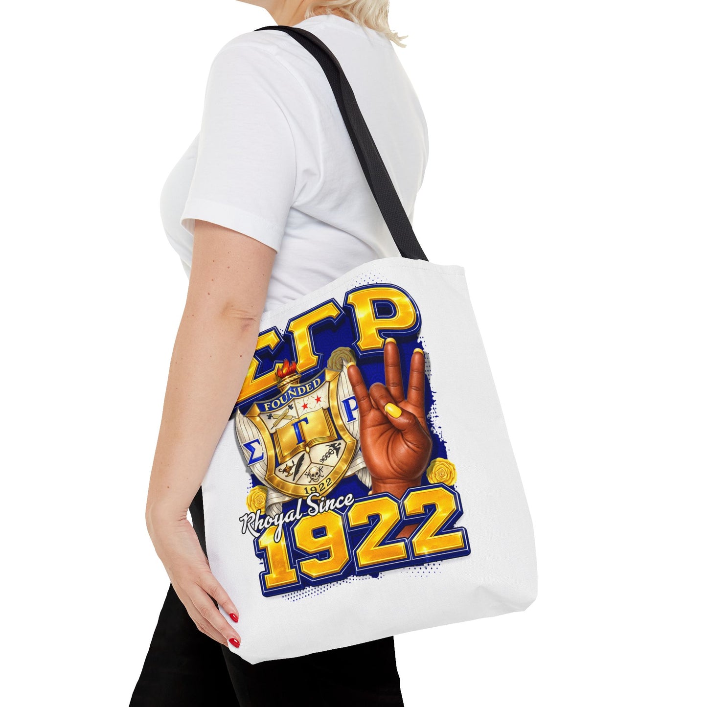 SGRHO I 1920 I Crest Pearl Hand Tote Bag | Sigma Gamma Rho Sorority Design (White)