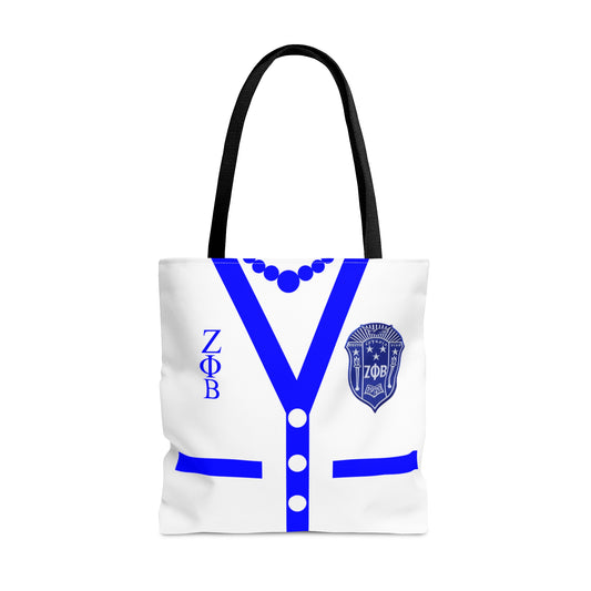 Zeta Phi Beta Cardigan (White) Tote Bag