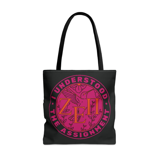 Zeta Epsilon Pi "I Understood the Assignment" Tote Bag (Black)