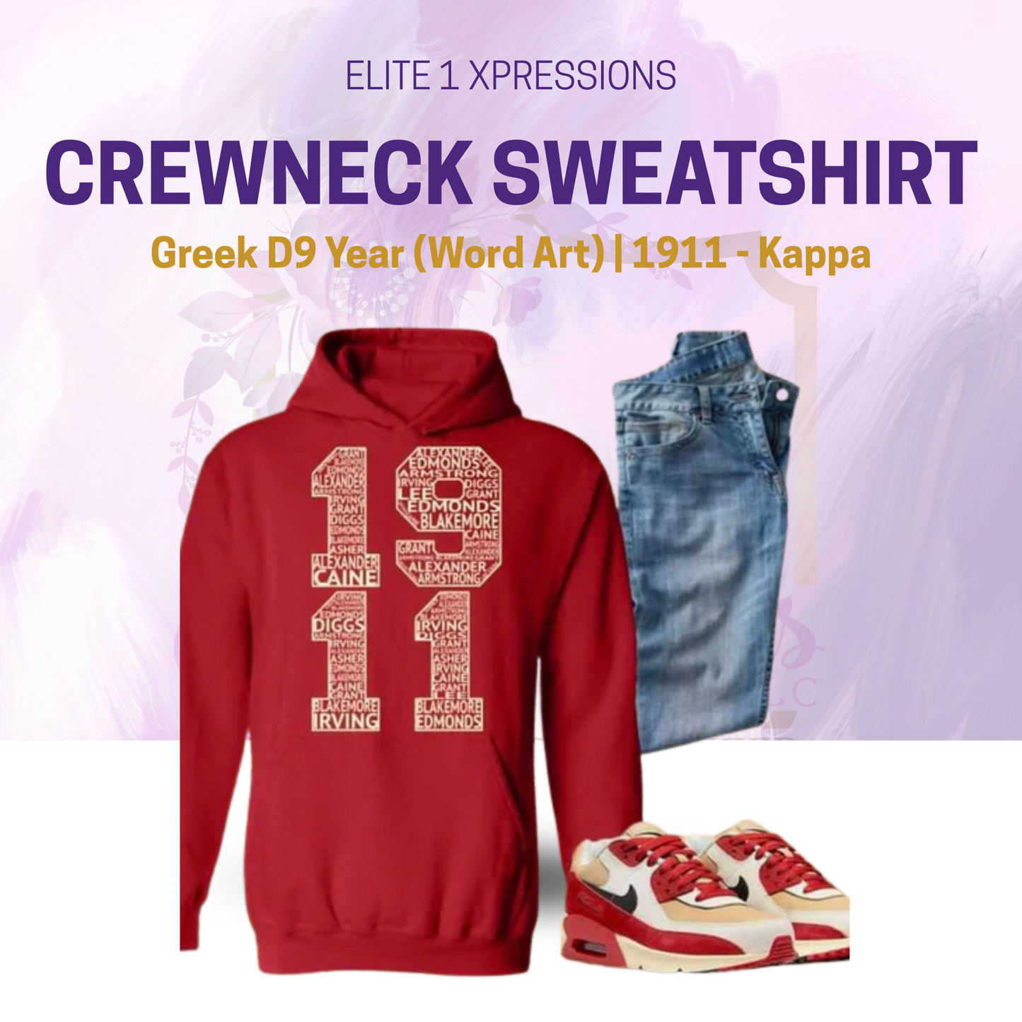 Greek D9 Year  (Word Art) Crewneck Sweatshirt