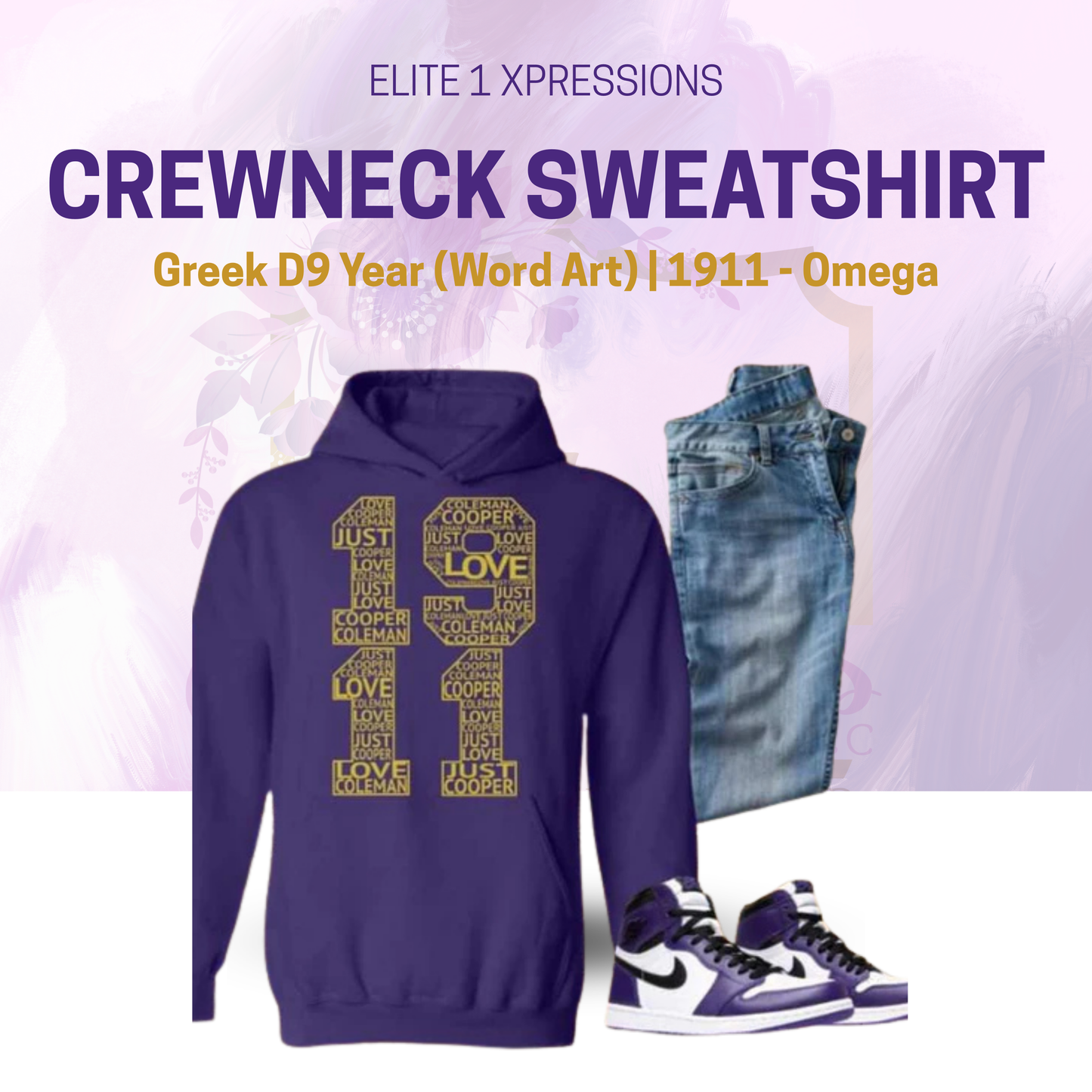 Greek D9 Year  (Word Art) Crewneck Sweatshirt