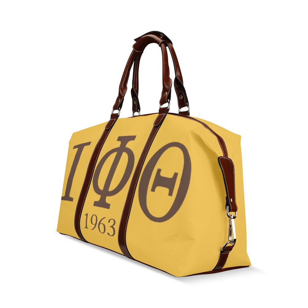 Iota Phi Theta (Gold) Travel Bag - Brown Handle