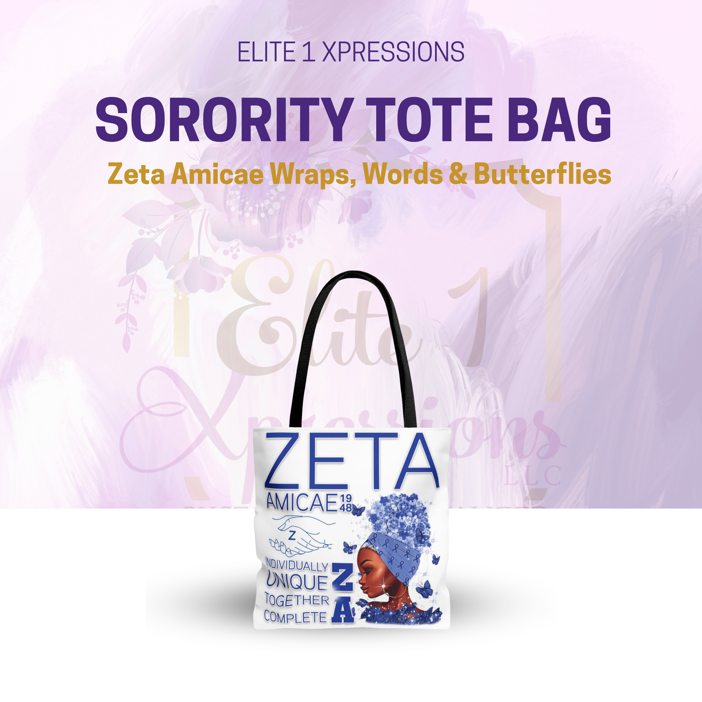 Tote Bag ~ Zeta Amicae Wraps, Words & Butterflies Tote Bag