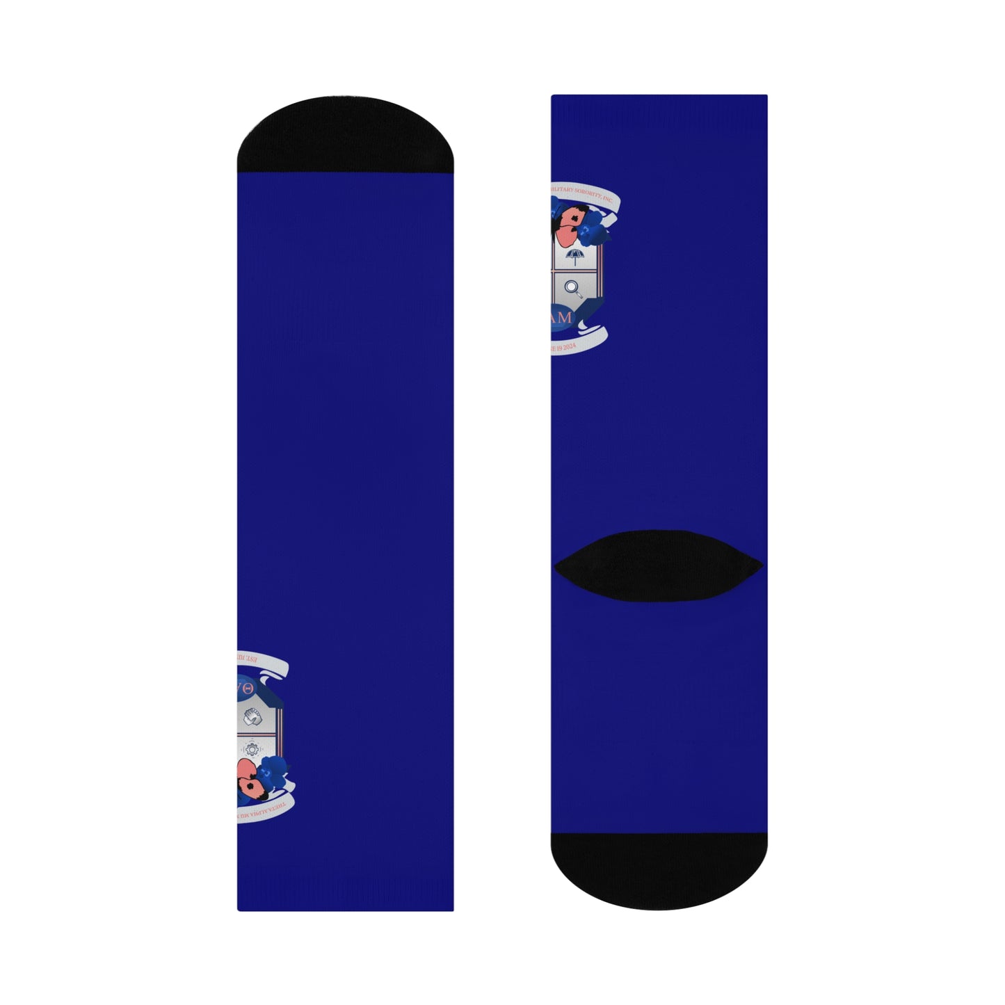 Theta Alpha Mu Cushioned Crew Socks (Navy Blue)