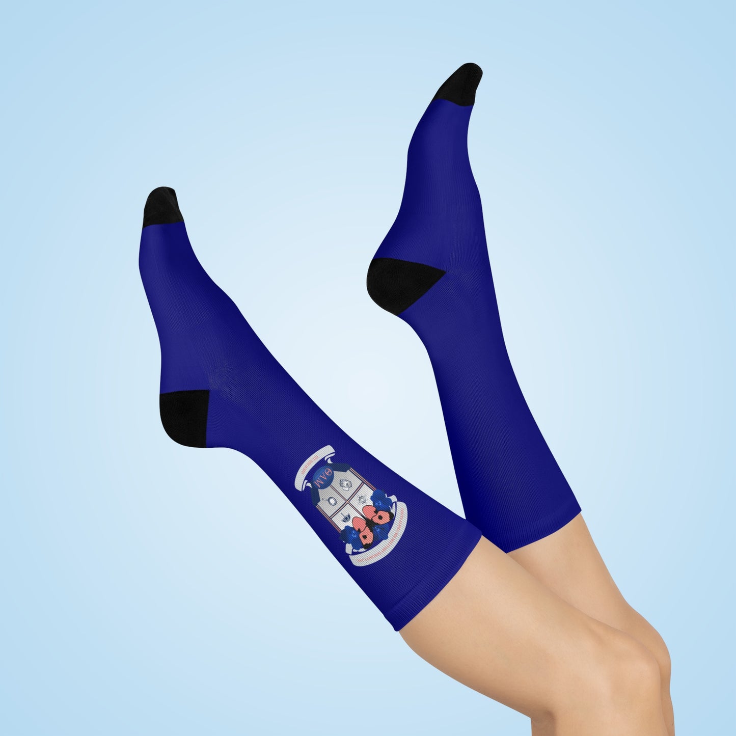 Theta Alpha Mu Cushioned Crew Socks (Navy Blue)