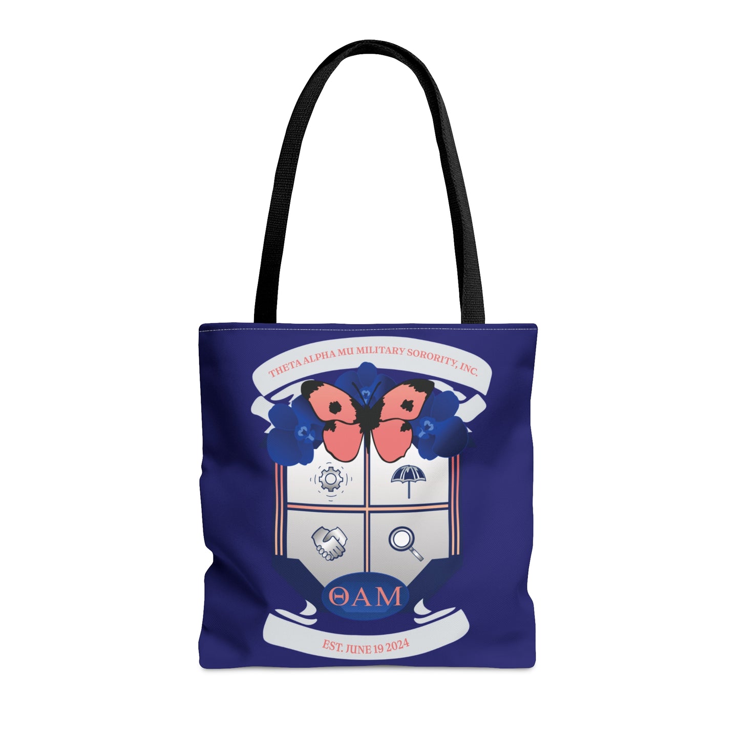 Theta Alpha Mu Military Sorority Tote Bag (Navy Blue)