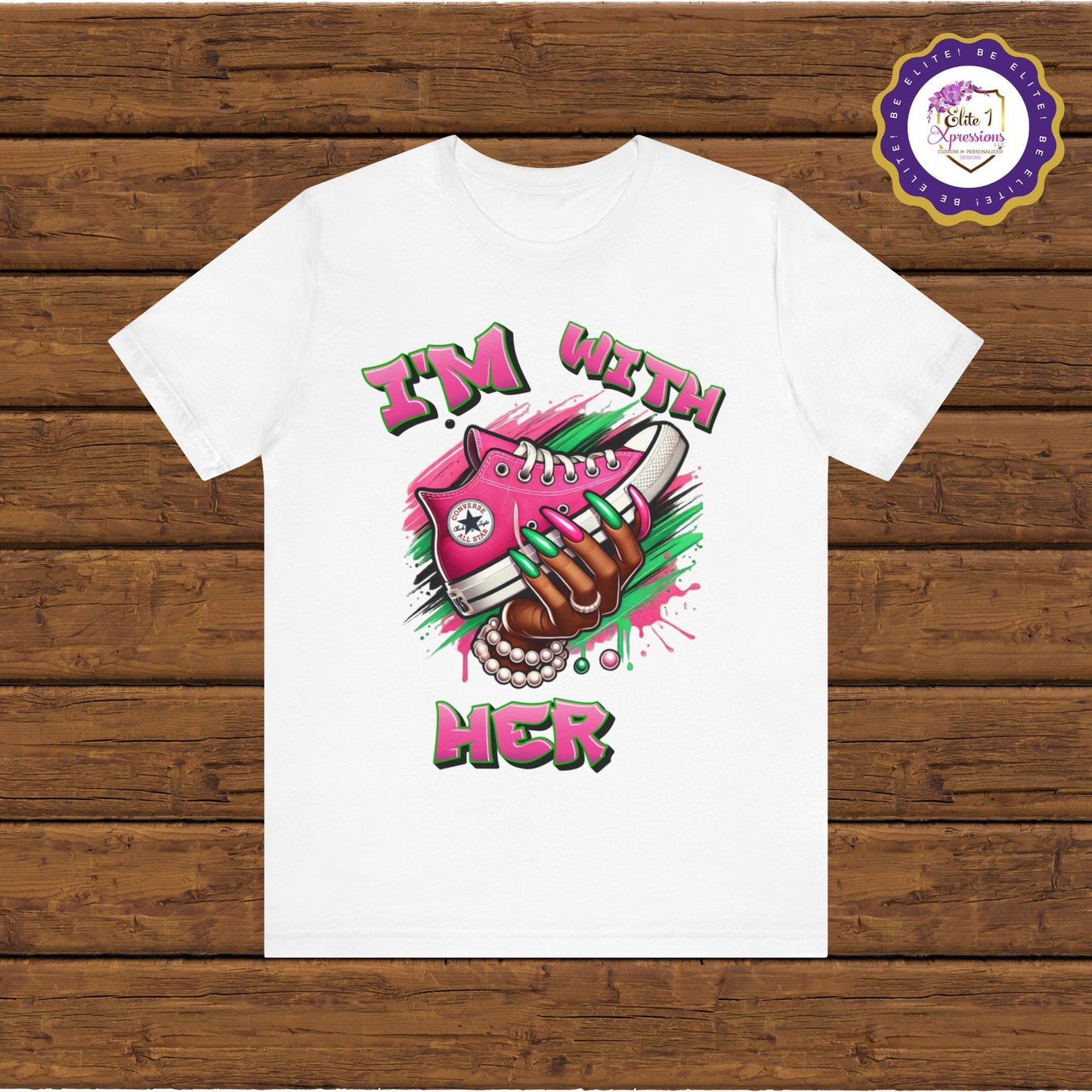 I'm with HER (Pink & Green) v2 ~ Unisex Jersey Short Sleeve Tee