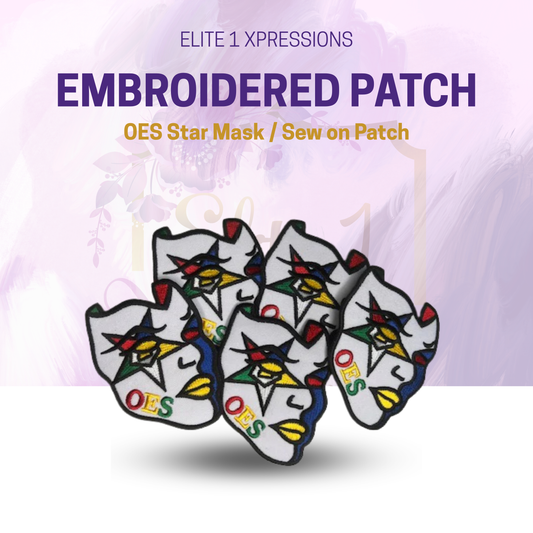 OES Star Mask / Sew on Patch, Embroidered Patch
