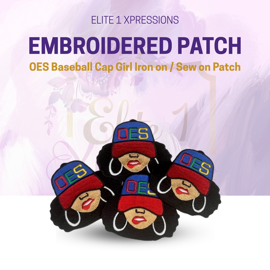 OES Baseball Cap Girl Iron on / Sew on Patch, Embroidered Patch