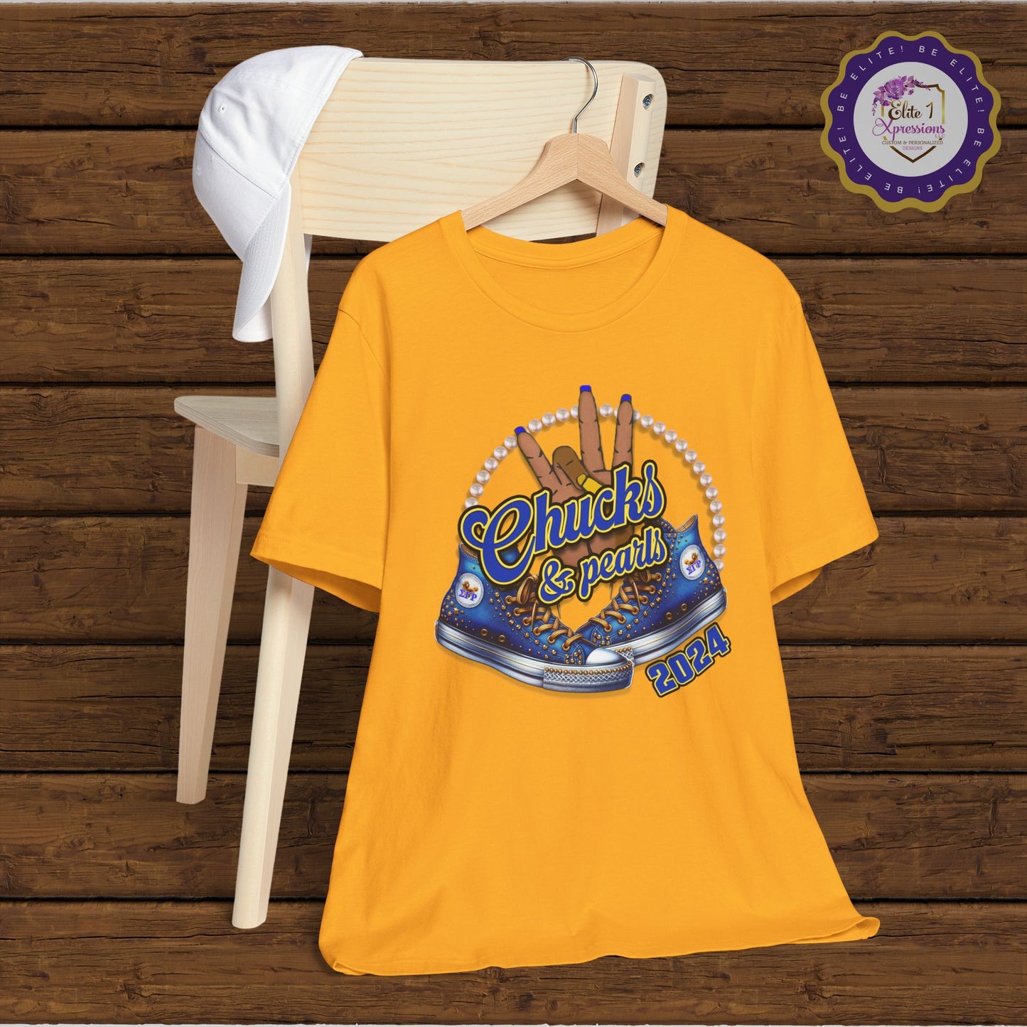 Chucks & Pearls 2024 (Blue & Gold) ~ Unisex Jersey Short Sleeve Tee